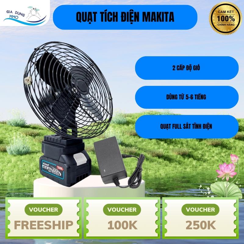 [ ĐỘC QUYỀN  ]Quạt Tích Điện Pin 10 Cell Dùng Liên Tục 8H, Quạt Makita Để Bàn 2 Cấp Độ Gió Siêu Mát