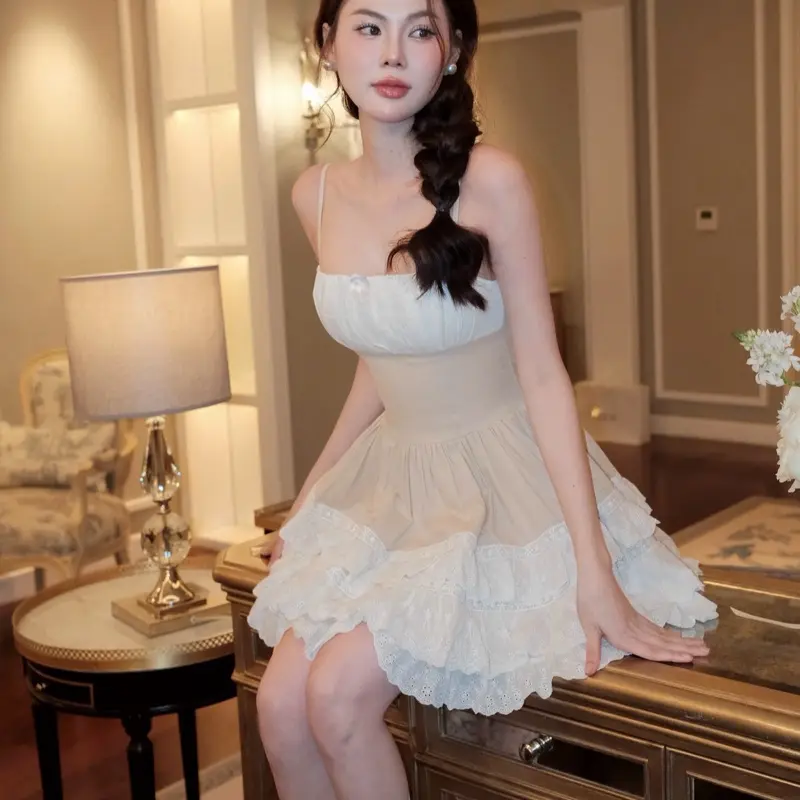 Ivy dress - Váy thiết kế Sassysis 3 tầng phồng ren trơn