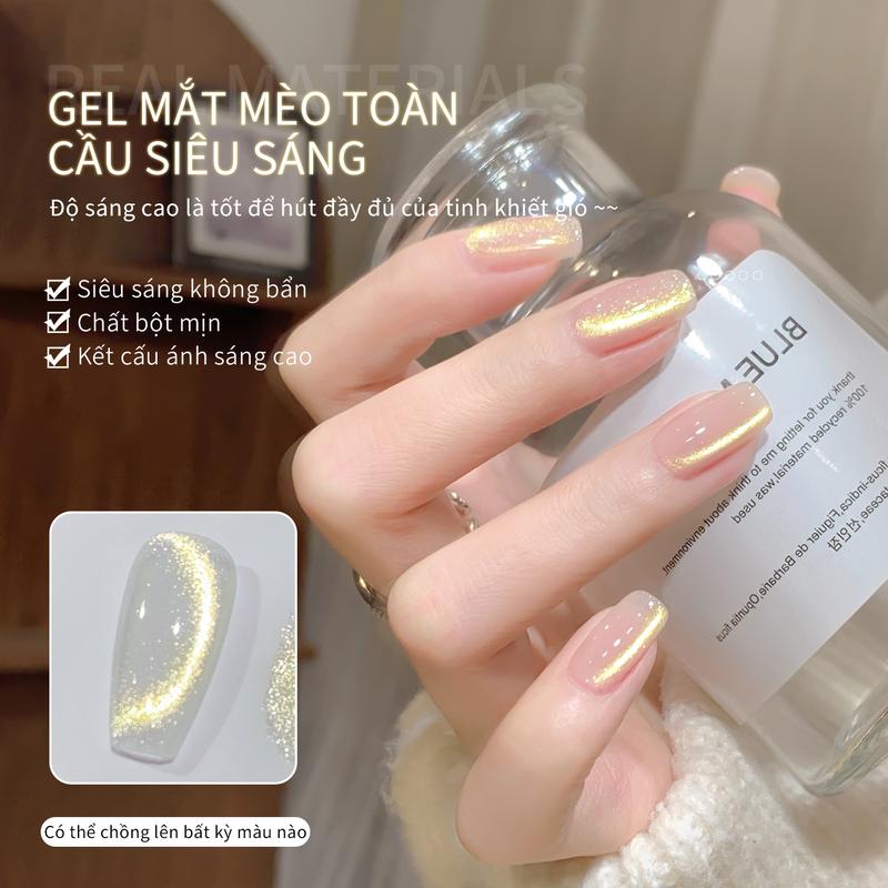 Gel Sơn Móng Tay Mắt Mèo Vàng Không Có Màu Cơ Sở Hàng Mới Về 2025 Hạt Thủy Tinh Vàng Nước Trơn Gel Mắt Mèo Cần Đèn Làm Móng Để Khô