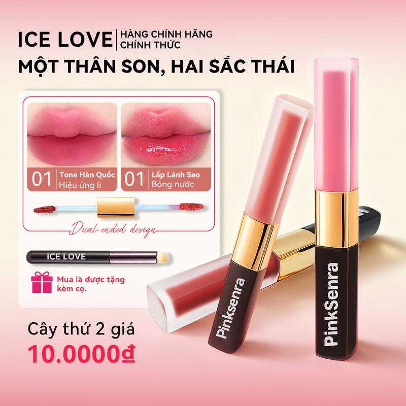 Son Hai Đầu PinkSenra-Hiệu Ứng Lì Và Bóng Nước Hai Màu Trong Một Lì Siêu Bền Không Dính Ly Bóng Nước Căng Mọng Không Dính Full Bộ 5 Màu Từ 01 Đến 05 Tặng Cọ Son Và Ưu Đãi Mua Cây Thứ Hai