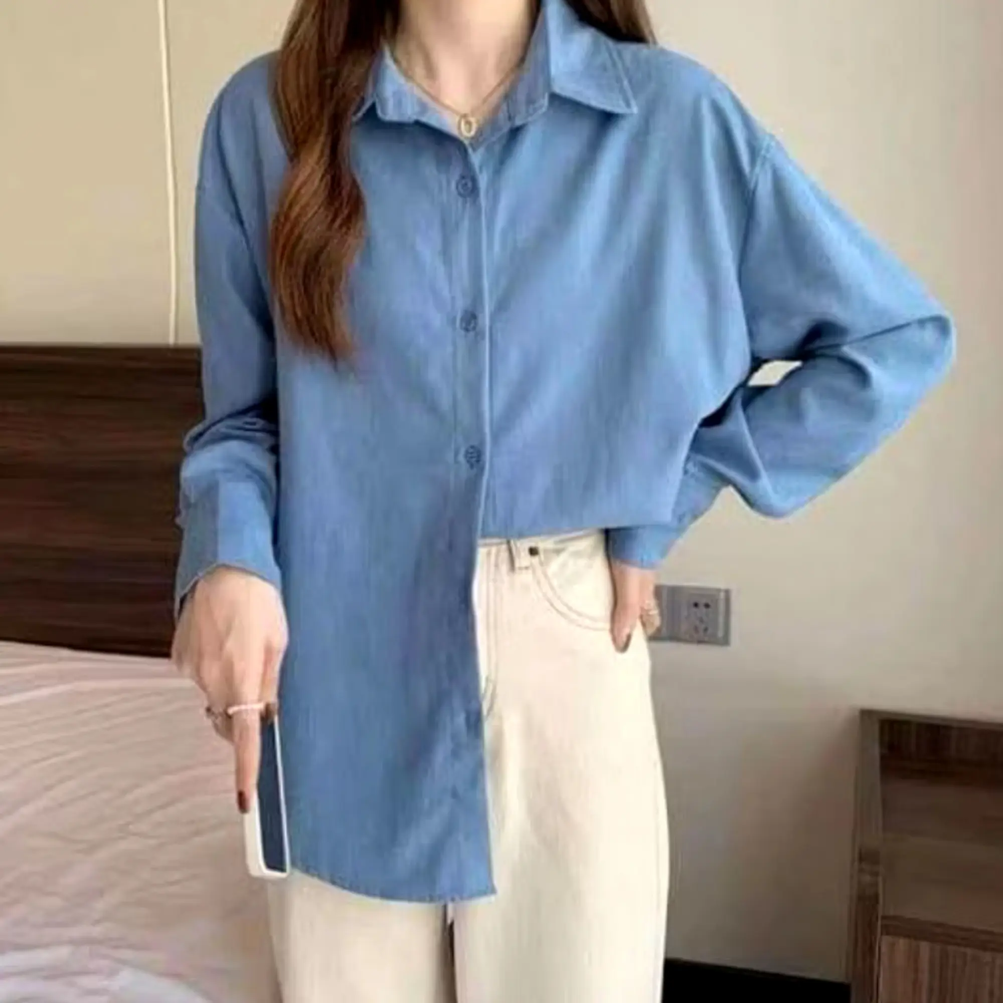 Baju Atasan Kerja Kemeja Wanita Kekinian Cantik Kemeja Basic Formal Olibia Bahan Crinkle Airflow