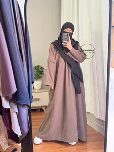 Abaya Gamis Semi Batwing Syari Umroh Haji Bahan Linen Barsha