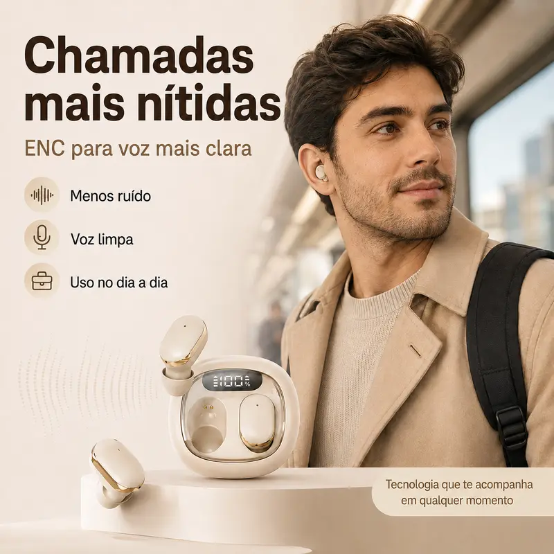 Fone Bluetooth Q33 Sem Fio com Microfone e Controle Touch