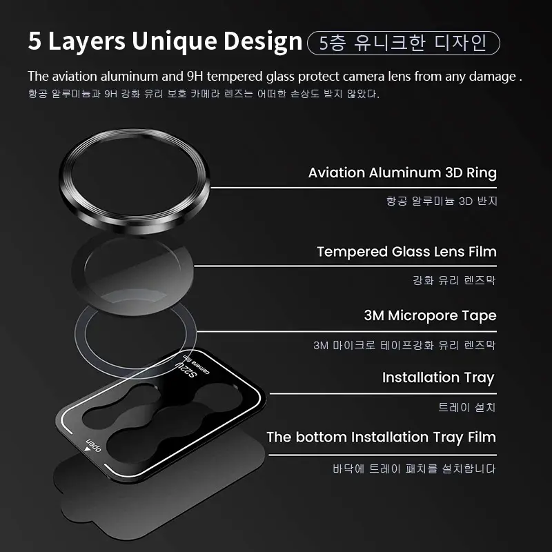 Bảo Vệ Ống Kính Máy Ảnh, Dành Cho S24 Ultra, Vỏ Vòng Camera Kim Loại, Kính Cường Lực, Dành Cho Galaxy S23 S22 Ultra 5G, Mũ Bảo Vệ 2