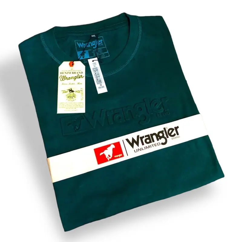 T shirt baju kaos embos timbul Wragler pria wanita premium distro  size M-L-XL-XXL-XXXL bahan Catton combet  Atasan Oblong Polos Dewasa Katun Bandung Cowok Pendek Tshirt 5