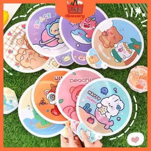 Kipas Tangan Lipat Bulat Motif Cartoon Kipas Tangan Lipat Praktis Kipas Bulat Lucu Karakter Souvenir