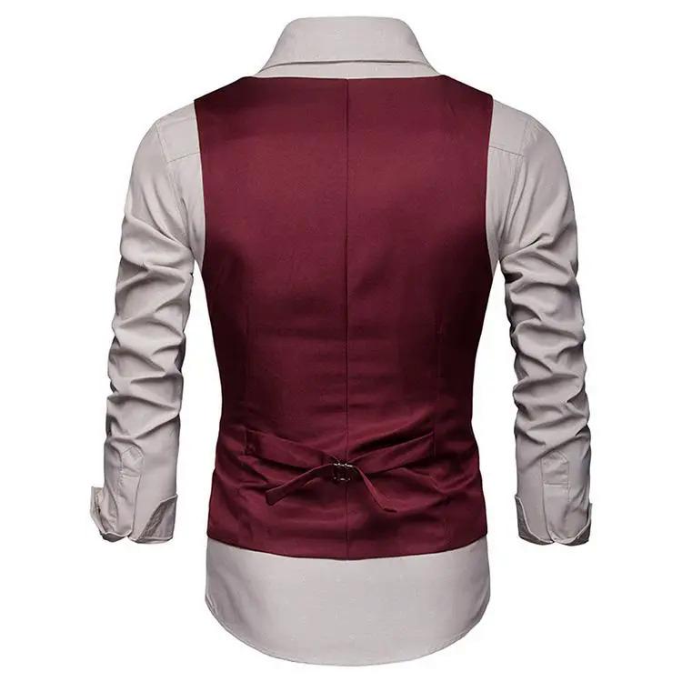 Product Introduction of Okamoto men's fashion suit vest, single breasted plain color V-neck formal jacket men suit jacket 9