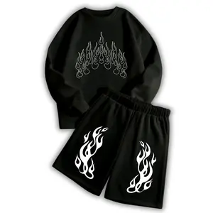 STREES One Set Crewneck & Shortpant Durukan Pria & Wanita Setelan Berbahan Kain Fleece Lembut Adem Size M-XL