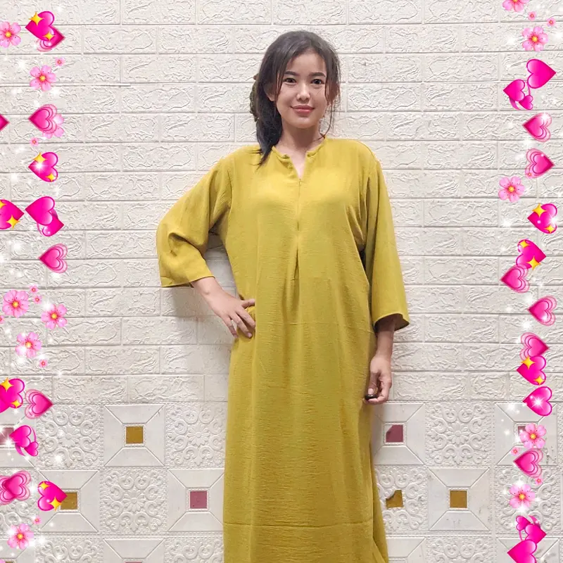 Gamis Daster Krinkle Airflow Lengan 3/4 Resleting Busui Wudu Friendly 5