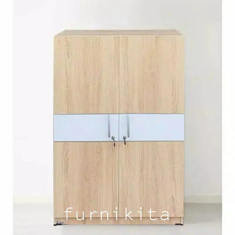 LEMARI PAKAIAN KAYU GANTUNG KACA KUNCI LAK [PARBUB] 5