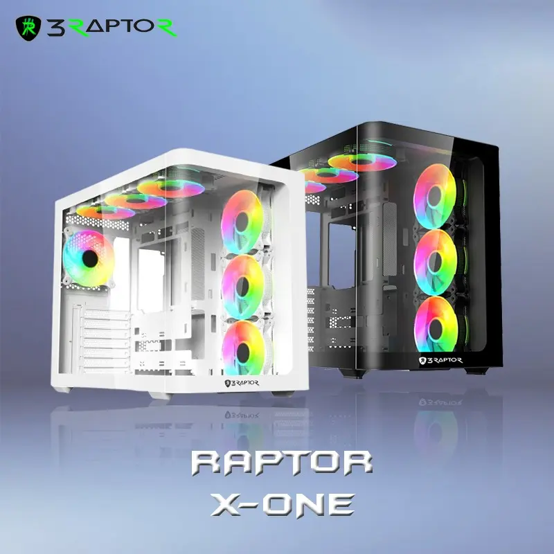 Raptor X-One Series – Casing Gaming Side Tempered Glass – No Fan – Hitam/Putih