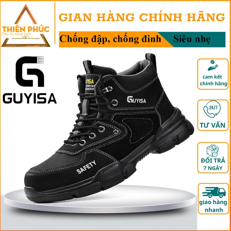 Giày bảo hộ lao động thế hệ mới, giày bảo hộ cổ cao, giày chống đinh, giày bảo hộ siêu nhẹ, chống nước, giày bảo hộ Guyisa 0265BK, giày bảo hộ lao động nam 2025