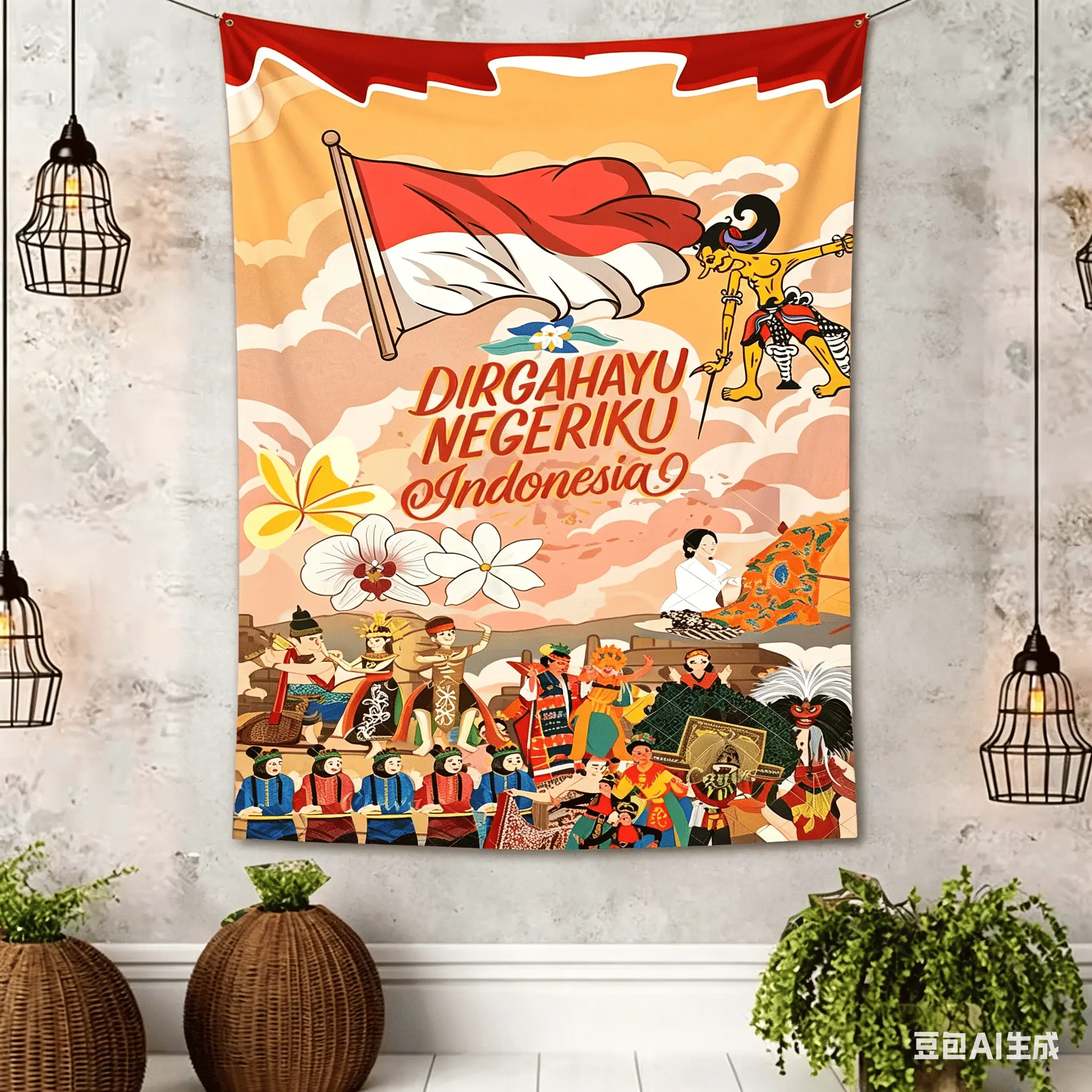 Hiasan Kain Dinding Dekoratif Garuda Pancasila dengan Kualitas Premium HD