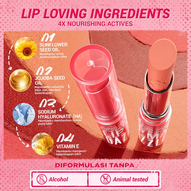 DAZZLE ME Color Chrome Lip Matte Matte Lipstick dengan hasil akhir Matte dengan tekstur Powdery dengan Stain Tahan Lama dan Melembabkan Bibir 4
