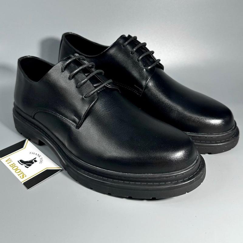 Giày Đốc Tây Nam Da Bò Đế Cao Su Dáng Derby Công Sở Giày Da Nam Chunky Derby Mũi Tròn Sang Trọng Mẫu Mới