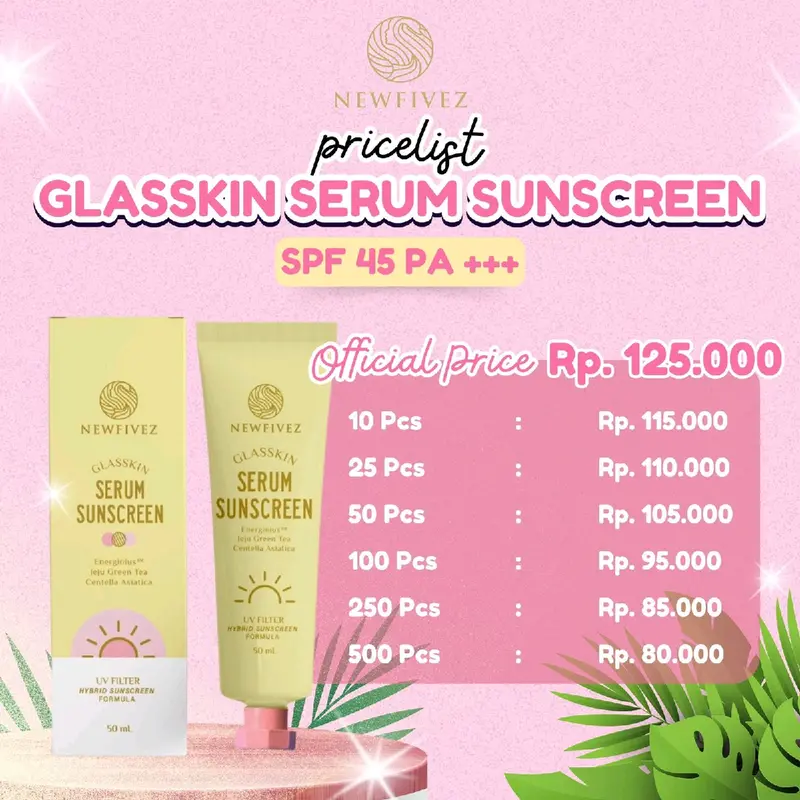 Newfivez Serum Sunscreen spf 45 pa+++ hybrid sunscreen  Perawatan Wajah Mencerahkan Berjerawat Kering untuk kulit kering dan bruntusan 4