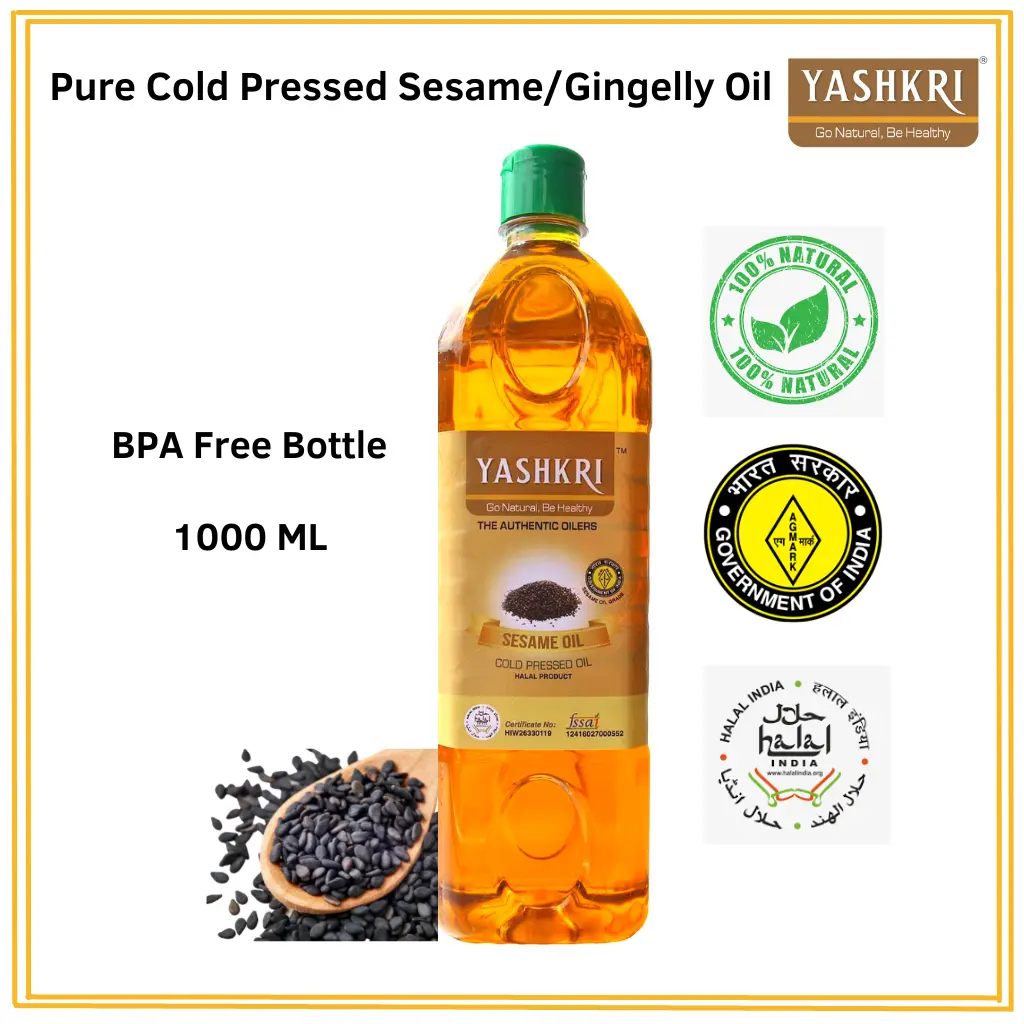 Yashkri Pure Wood Pressed Sesame Oil/Gingelly Oil 1000ml - Wood Pressed Method