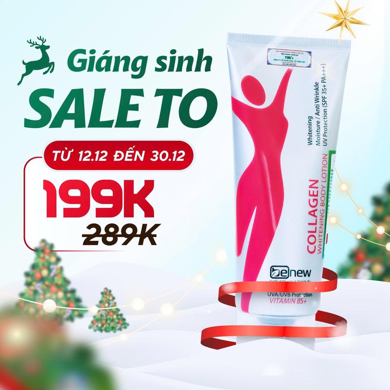SPF35+ PA+++ BENEW Kem Body Ban Ngày Collagen Whitening Body Lotion 200ml Dưỡng Da Chống Nắng SPF 35+ PA+++ Bổ Sung Vitamin B5+ Dưỡng Ẩm Sâu Cho Da