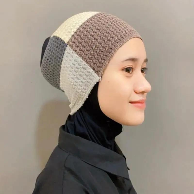 Ciput Rajut Bandana 4 Warna Aksesoris Hijab Dalaman Anti Pusing Stylist Berkualitas Pattern Zigzag 1