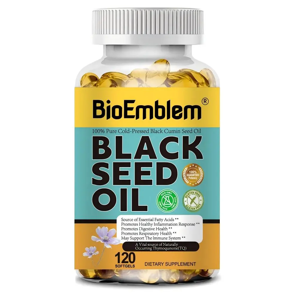 Kapsul Minyak Biji Hitam 1000mg - Nigella Sativa Turki Teruji Laboratorium dengan 3X Thymoquinone (120 Kapsul Lunak) - Buatan AS, Minyak Kalonji Perasan Dingin - Sunnah Manis Murni Non-GMO untuk Mendukung Rambut, Otak & Sistem Kekebalan Tubuh