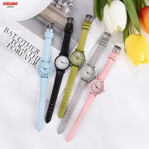 KJ Jam Tangan Wanita Kulit Bunga Daisy Analog Quartz Korean Watch Analog Fashion JF093