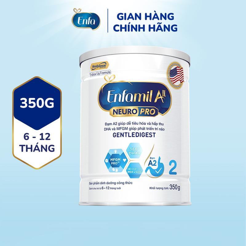Sữa bột Enfamil A2 Neuropro 2 350g giúp dễ tiêu hóa hấp thu cho trẻ từ 6-12 tháng tuổi