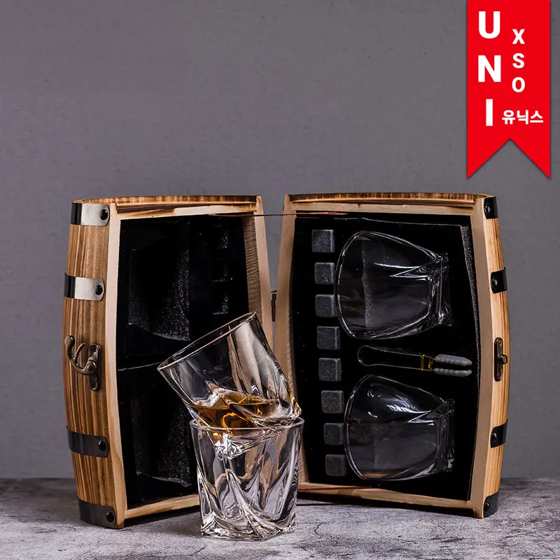 Unxiso All in One Premium Whiskey Glass Gift Set with Stone Stainless