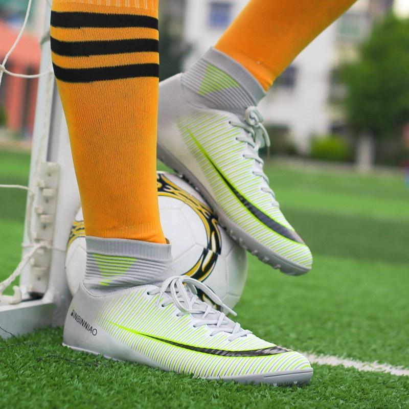 Product Introduction of Children Adult Unisex High Top Five Football boot Indoor Training Football Kasut bola sepak Football Boots Sports Men's Leisure 4