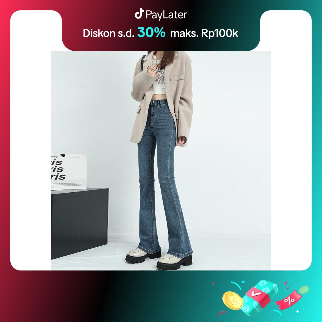 lulu-jeans Celana Jeans Cutbray Wanita /  Jeans Cutbray Wanita Biru Retro Highwaist Import 2026