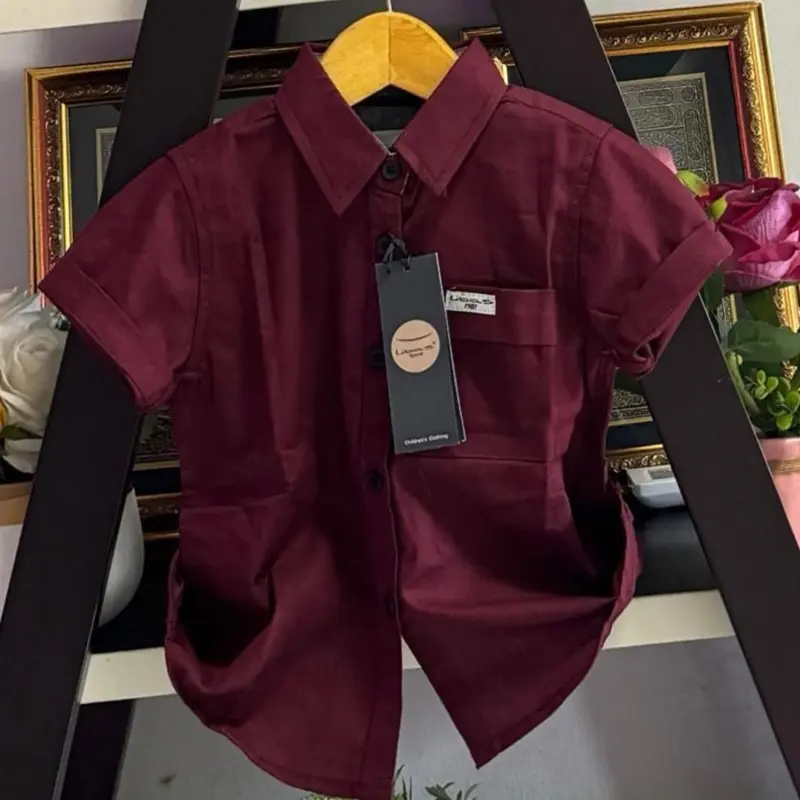 Kemeja anak lengan pendek polos Katun cigaret Kemeja lemon COD Baju Fashion Motif 1