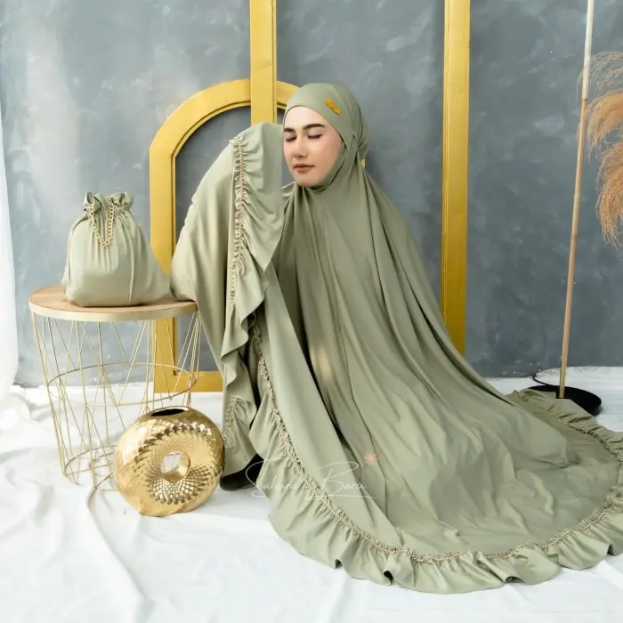 [Bonus Goodiebag] As Sajdah - Mukena Atifah Jumbo Jersey Rempel Dewasa Swarowsky Menutup Dagu 2