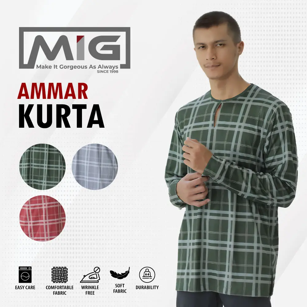 MIG Premium Classic Polyester Long Sleeve Ammar Kurta Tee