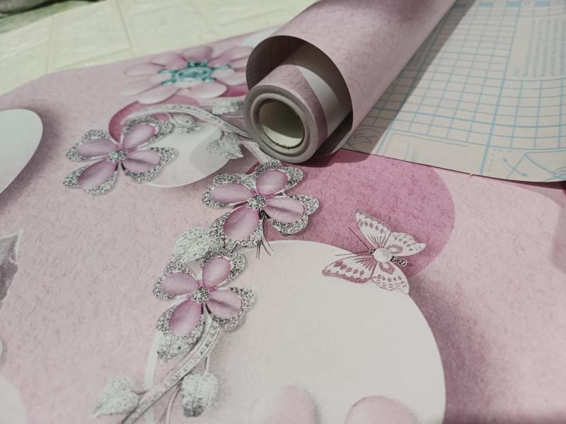 Product Introduction of Wallpaper Stiker Dinding Motif Kupu-kupu pink Mewah Elegan Kertas 3