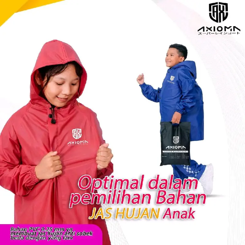 Jas Hujan Anak Karakter PVC Super Tebal Anti Rembes Waterproof Kuat Setelan - Perlindungan Ganda 8
