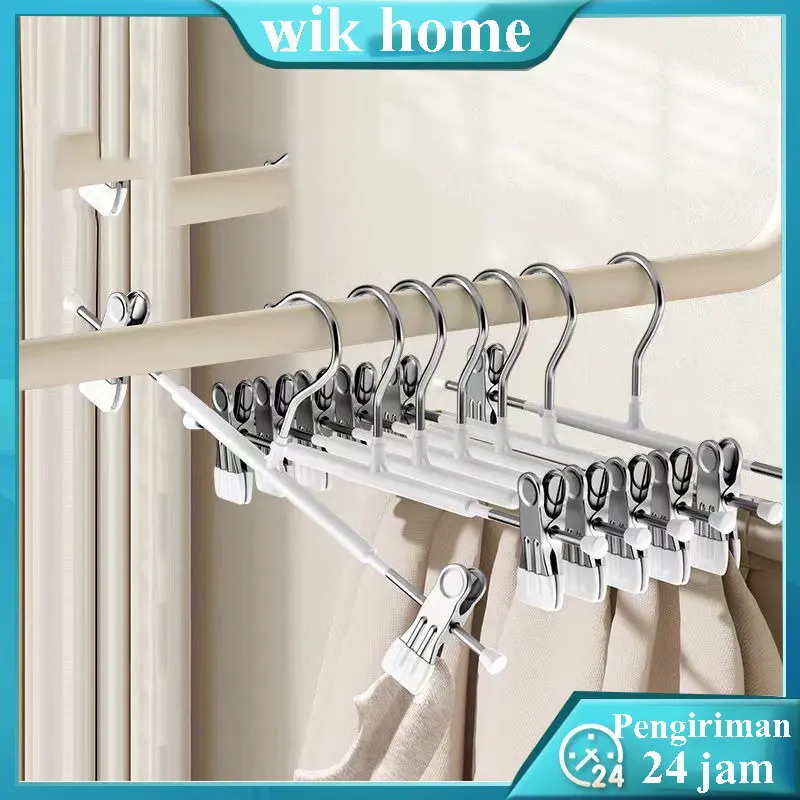 Hanger Celana Premium / Hanger Jepit Bahan/ Hanger Kerudung / Hanger Coating Premium Anti Karat/hanger baju/Gantungan Baju Jepit Dan Celana Gantungan Baju Hanger Jepit Besi Kawat Pants Hanger Clip Stainless Hanger Jepit Celana 5