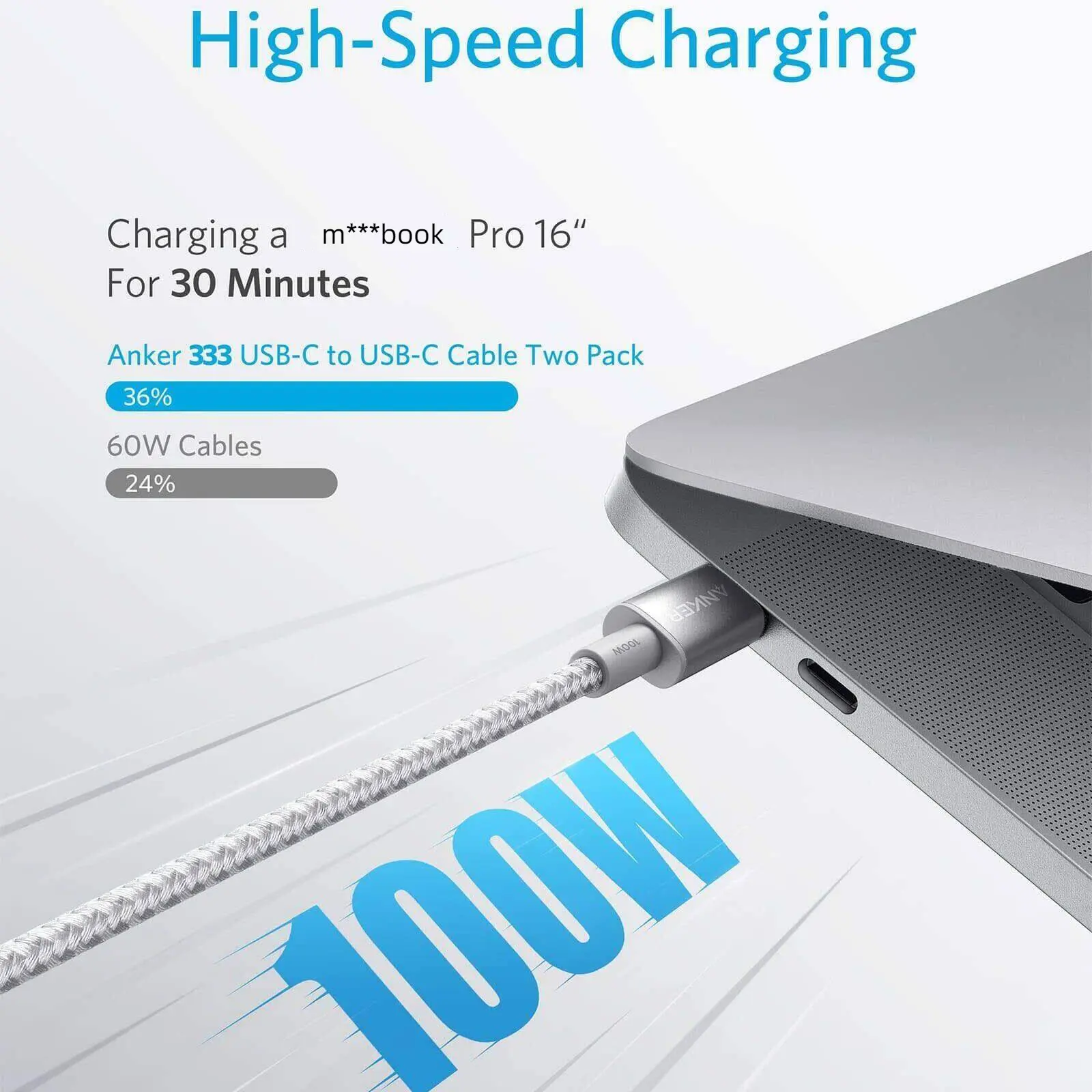 Anker USB C Cable 100W, USB C to USB C Cable 2.0, Type C Charging Cable Fast Charging Charger Durable Smartphone Cellphone Electronic Mobile