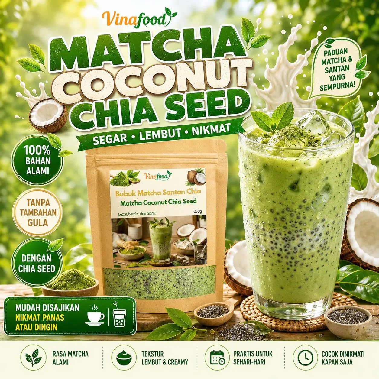 Matcha Coconut Chia Seed Premium Superfood Blend – Minuman Sehat Viral Favorit Wanita