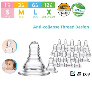 ANGEL MOMMY 20 PCS Dot Bayi Bahan PP Food Grade Dot Bayi Silikon Anti Gigitan Lembut XNZ