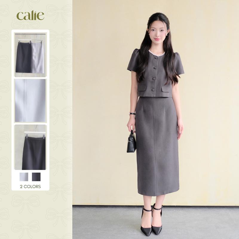 Chân váy bút chì mí gân xẻ sau, tôn dáng, dễ mix đồ, phong cách thanh lịch thời trang nữ Calie CB042