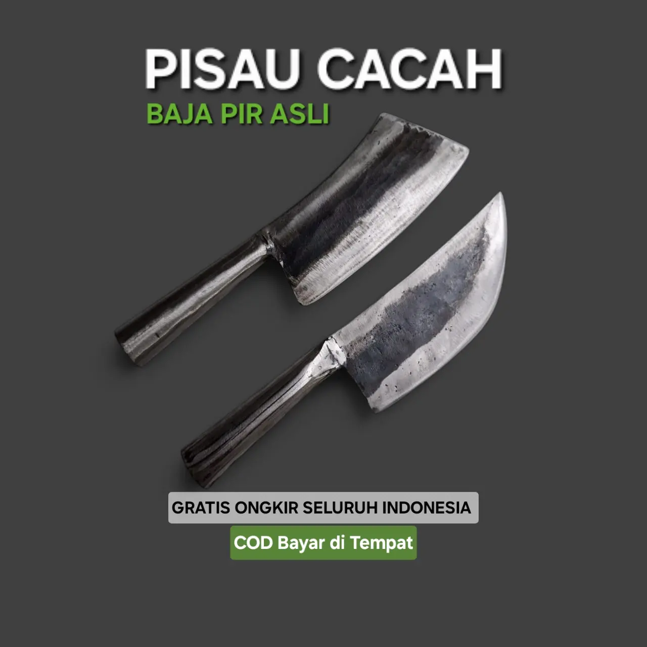 Pisau Cincang Cacah Daging Tulang Baja Pir Gagang Besi
