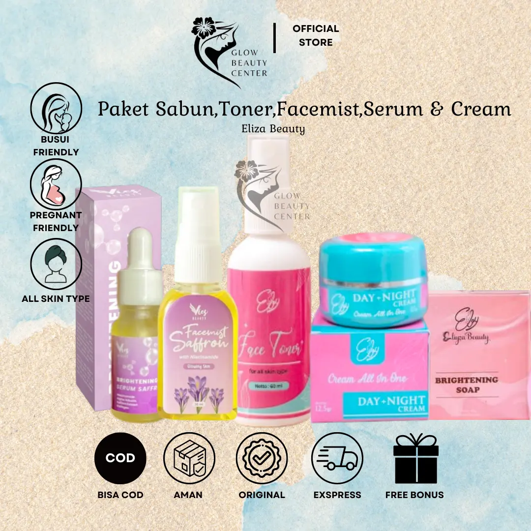 Eliza Beauty Sabun Cream & Toner Paket Combo dengan Vies Beauty Serum & Facemist