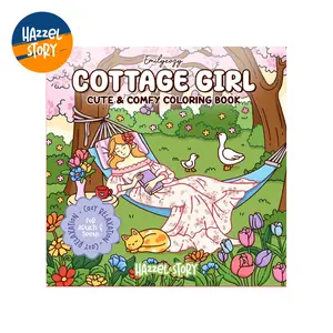 Cottage Girl Coloring Book Viral  Buku Mewarnai Aesthetic Cute & Cozy 12 Halaman Relaxing Healing