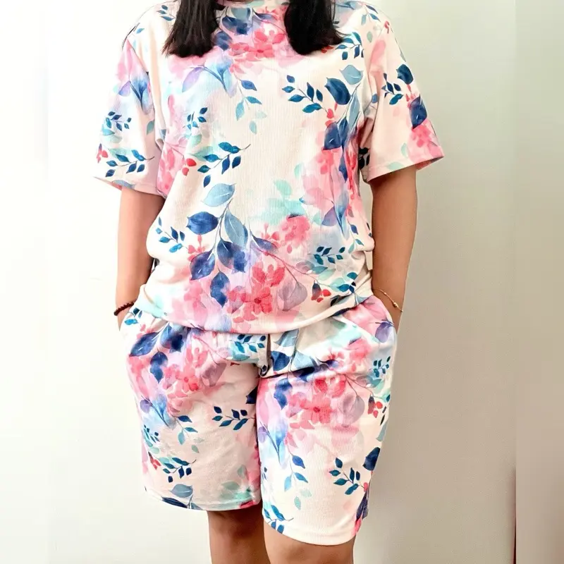 (COD) Piyama Setelan Wanita Baju Tidur Panjang Pendek Dewasa Motif Adem Melar Rib Premium Size Jumbo