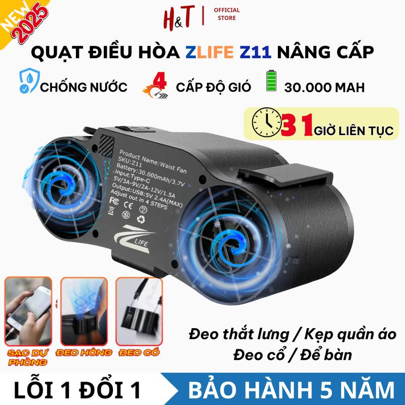 Quạt Gió Điều Hòa Hai Luồng ZLIFE Pin Cực Trâu Update 2025, Quạt Đeo cổ Đeo Kẹp Thắt Lưng Làm Mát Nhanh, Tuabin 2 Phản Lực Chống Nước IPX5 , Quạt Gió Có Sạc Dự Phòng Điện Thoại Nhỏ Gọn - Linh Hoạt Cho Mùa Hè, quạt đeo thắt lưng f13, f17, f18, f19