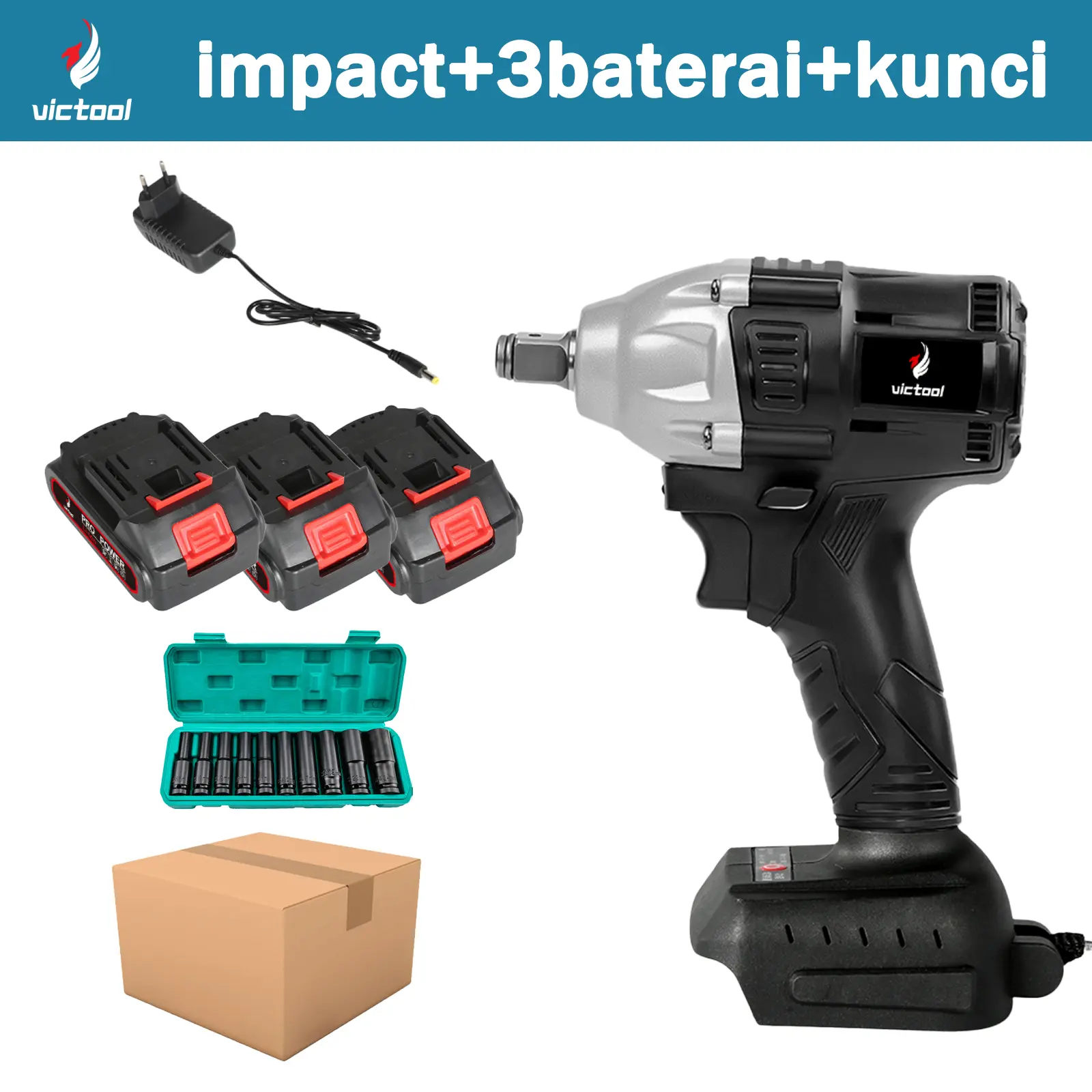 black impact+3baterai+kunci