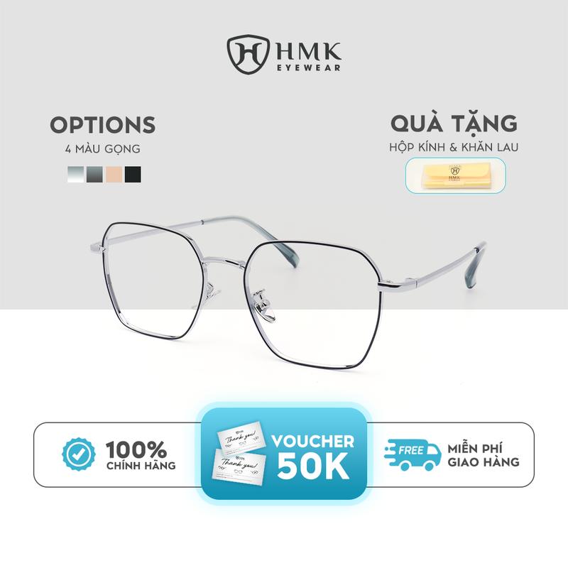  Gọng Kính Kim Loại Dáng Đa Giác Vuông Sang Trọng Siêu Phẩm Cho Mặt Tròn - KL66038 Kính Mắt 