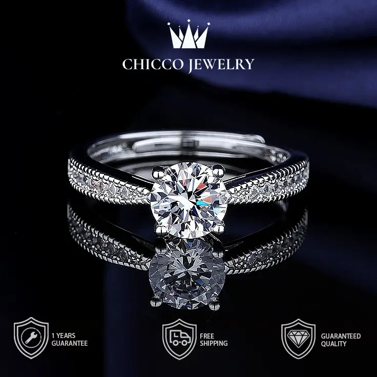 Cincin Wanita Jewellery Ring Kawin Aksesoris Pasangan Cowo Pria Adjustable Berkualitas High Quality Perhiasan Elegan Cantik Mewah 1 Carat Couple Grade VVS1 Garansi 1 Tahun COD 09 4