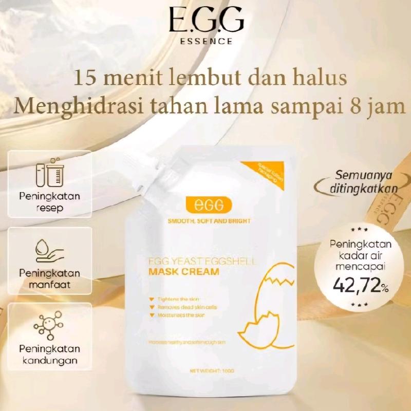 EGG YEAST EGGSHELL Mask Cream 100gr Face Masker Cangkang Telur Facial Krim Wajah Peel Off Kulit E.G.G Glam Glow Melembutkan Muka 2