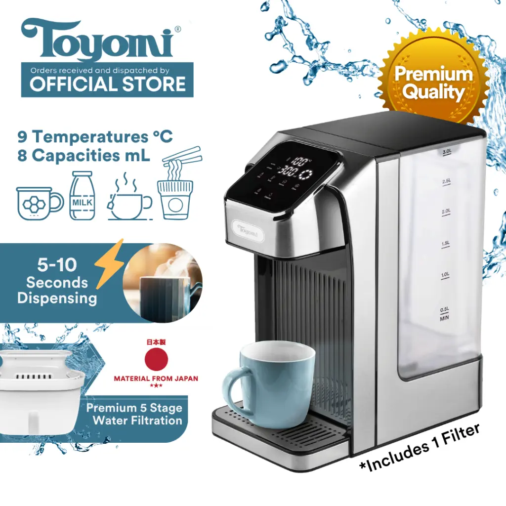 Toyomi 3L InstantBoil Filtered Water Dispenser with Premium Filter FB 8830F