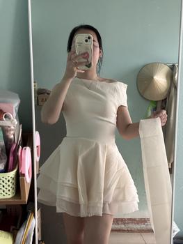 Product Review of Đâm dự tiệc lệch vai cột nơ xòe tâng, tiểu thư xinh xắn - có sỉ from H**n ** G** L** 0